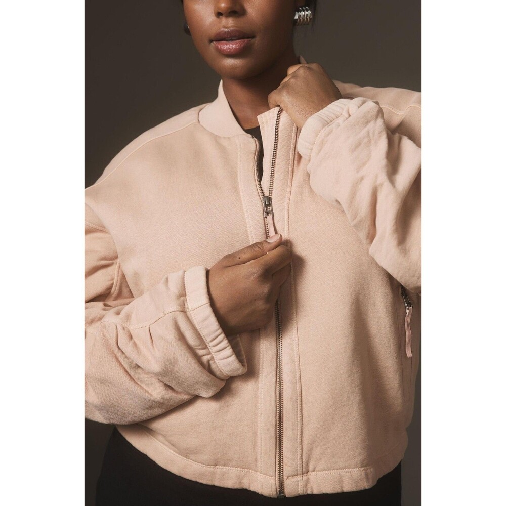 Anthropologie Pilcro Knit Bomber Jacket Top Zip-Up Long Sleeve Solid L 271867